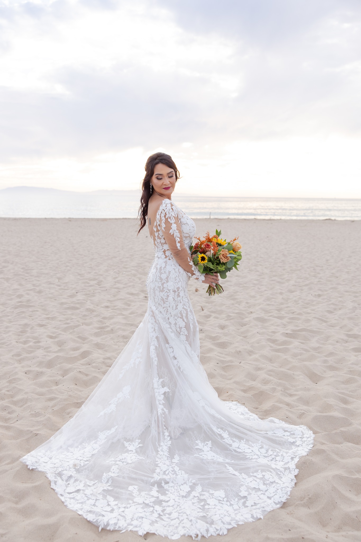 bridal portrait on beach