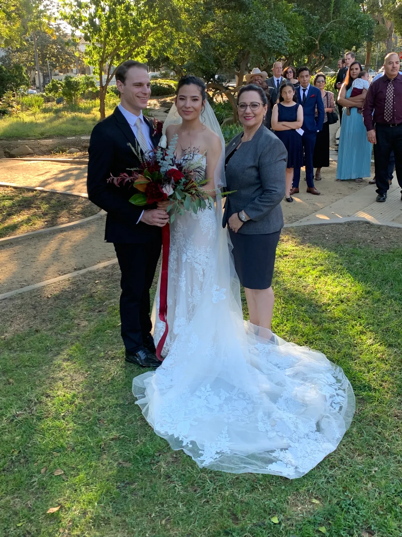 couple with wedding officiant
